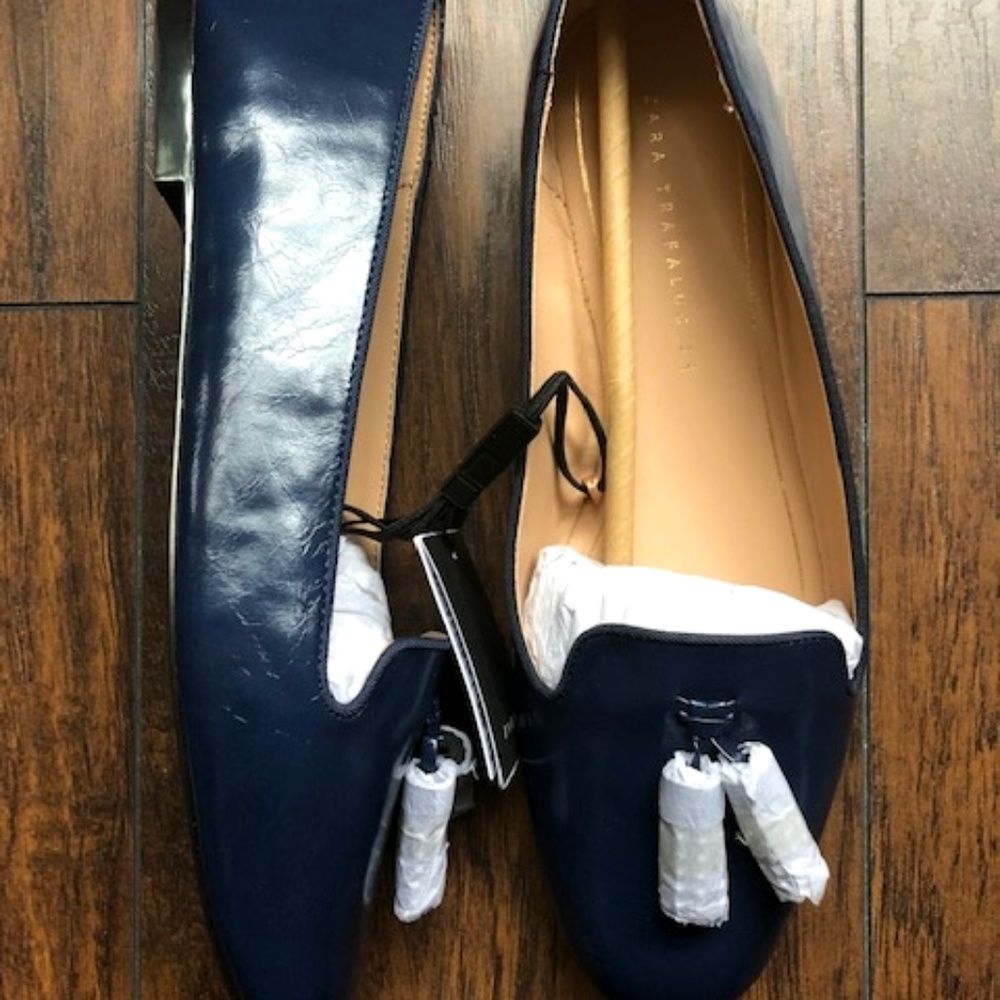 Zara Navy Tasseled Flats - Size 7.5 - NWT